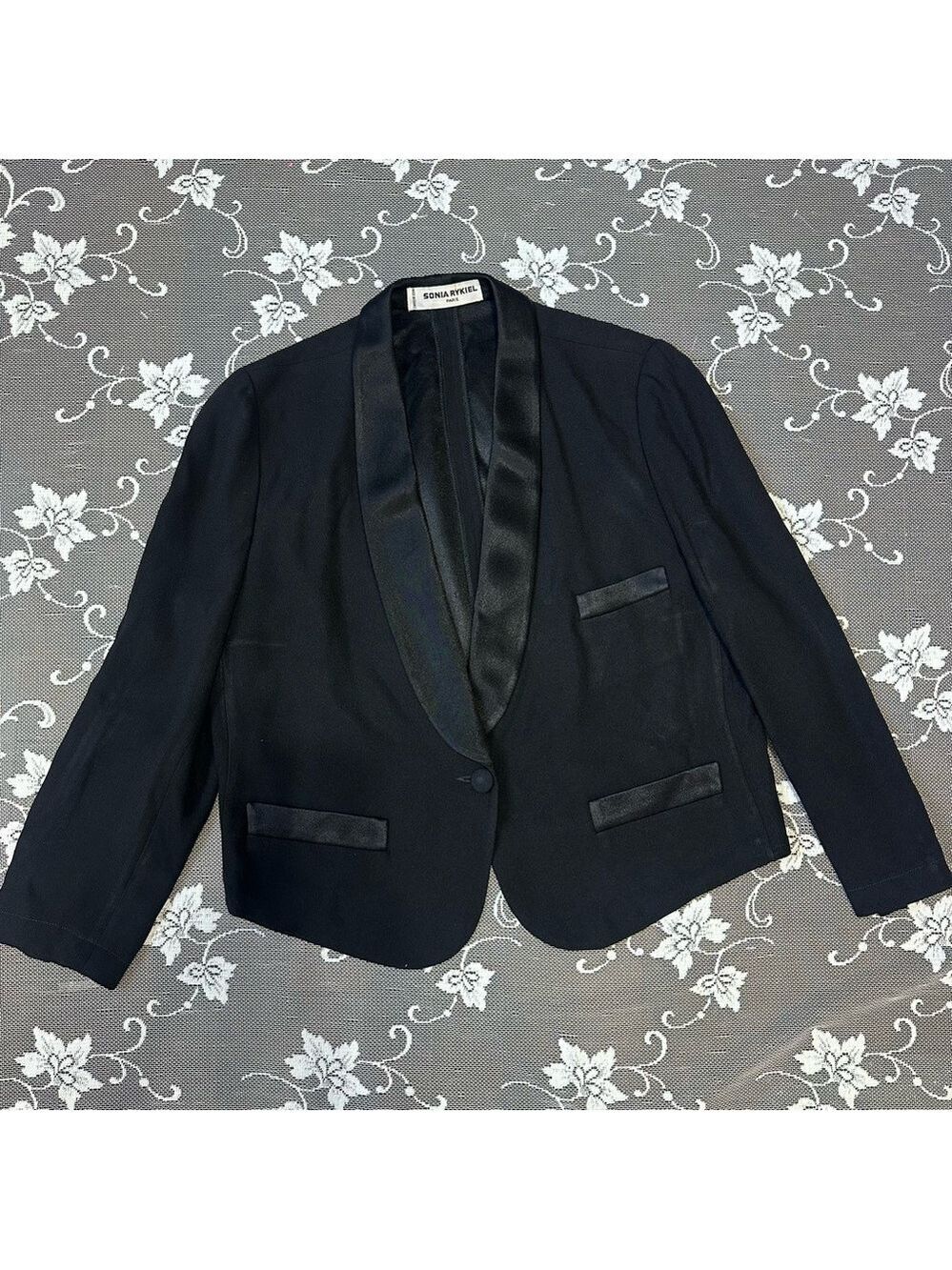 Vintage Sonia Rykiel Black Tuxedo Style Shawl Lapel Blazer